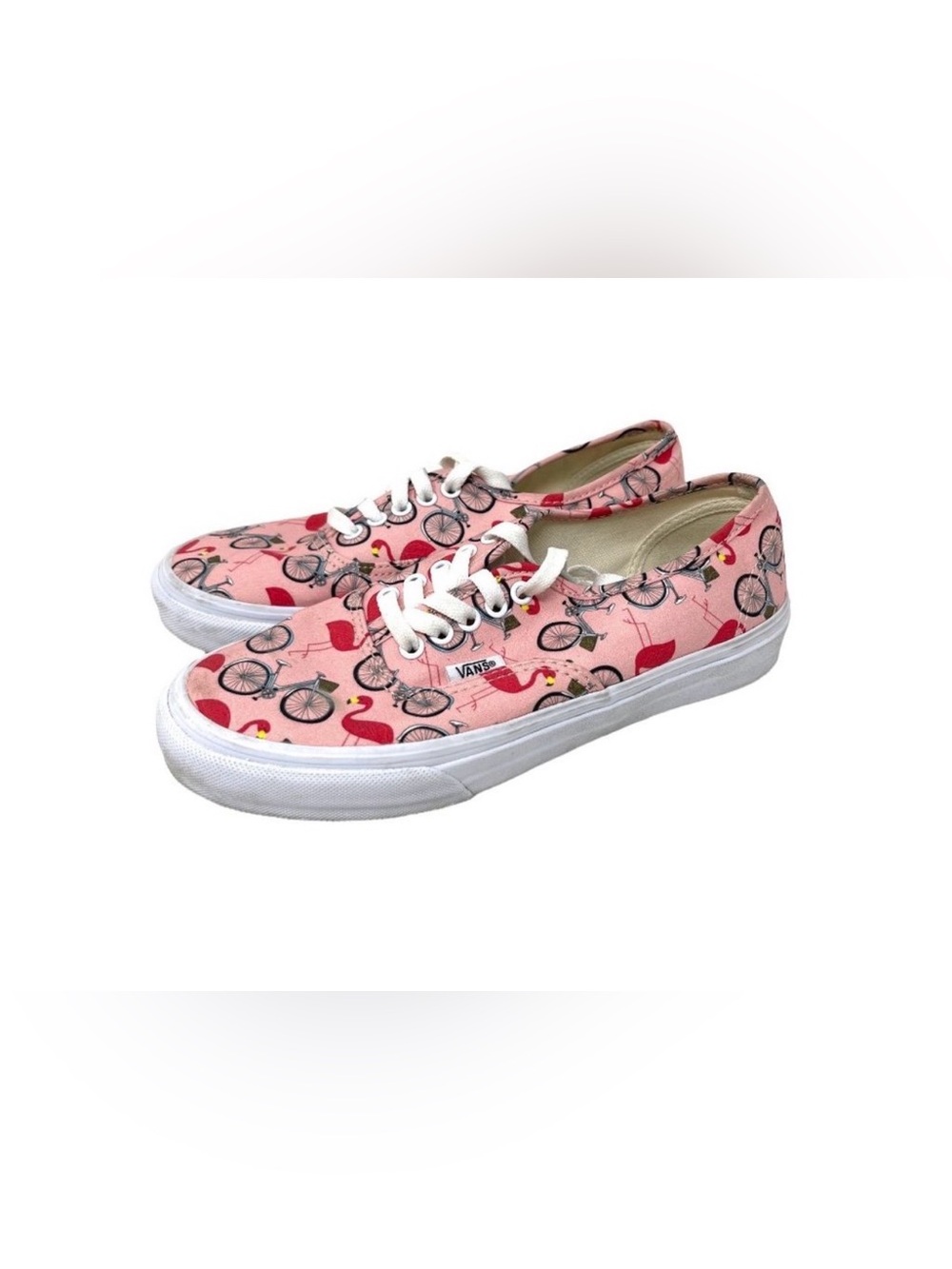 Vans Pink Flamingo & Bicycle Canvas Sneakers